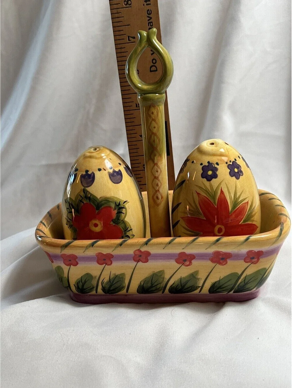 Vintage Dario Farrucci Egg Basket Salt And Pepper Set Hand Painted